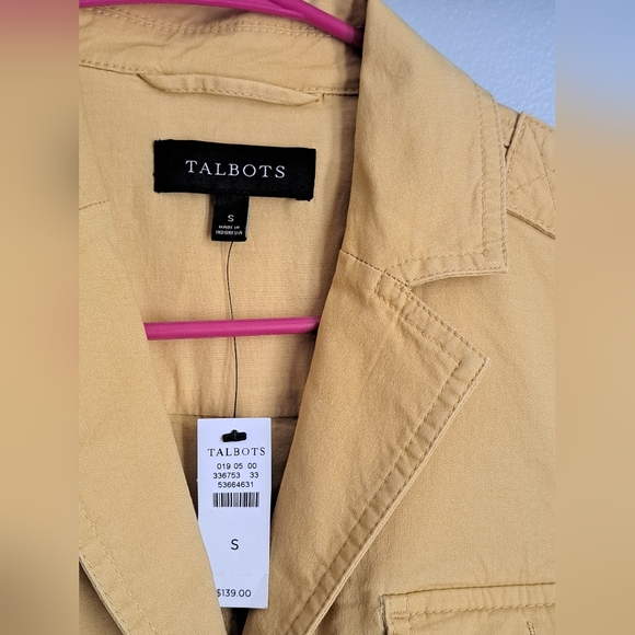 Talbots Utility Jacket Womens Size Small Mustard Khaki Stretch Cotton New - Picture 3 of 8